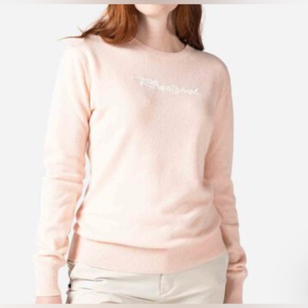 ROSSINGOL WOMEN'S SIGNATURE KNIT SWEATER Sz M Powder pink